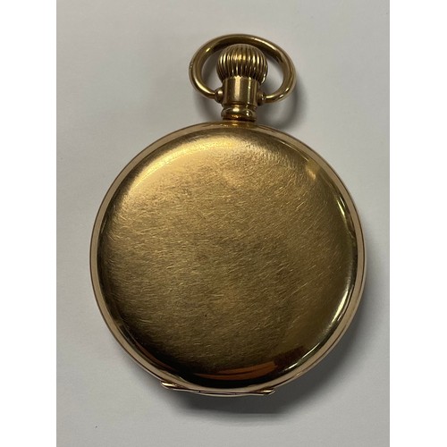 357 - A Waltham USA gold plated hunter pocket watch, Moon Dennison case, serial number 996620, 7cm over su... 