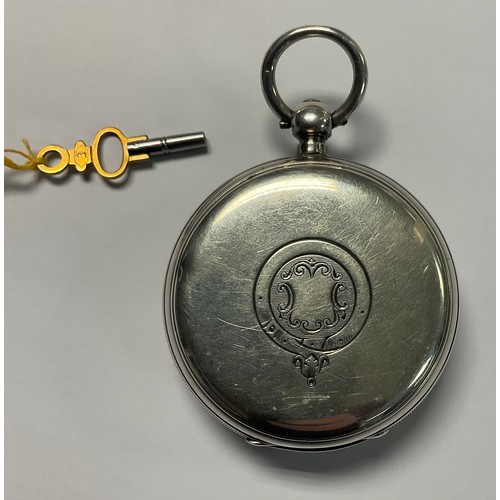 363 - A Victorian silver open face pocket watch, Finsbury WTB, white dial with Roman numerals, subsidiary ... 