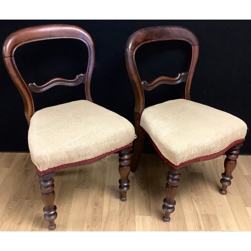 425 - A pair of Victorian mahogany balloon back dining chairs, 83.5cm high, 45cm wide, 41cm deep