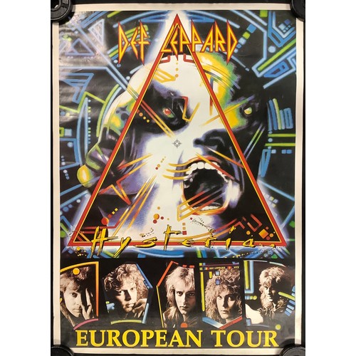 298 - Poster, Music, English Rock - a Def Leppard Hysteria European Tour poster, 86cm high, 61cm wide, unf... 