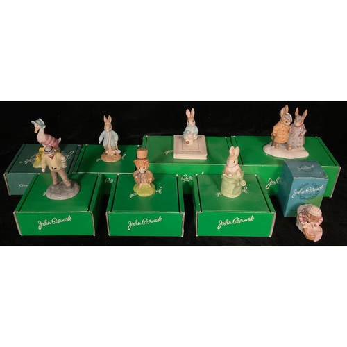 476 - A Beswick Beatrix Potter model, Two Gentleman Rabbits, P4210, boxed; others, Peter On His Book, P421... 