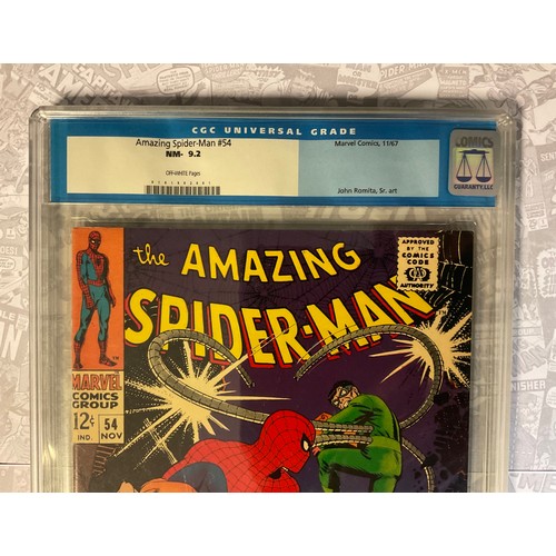 6252 - The Amazing Spider-Man #54 (1967). CGC Graded 9.2 NM-. John Romita Artwork. Silver Age Marvel Comic.