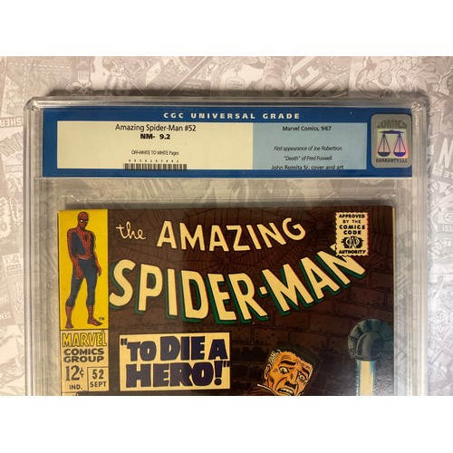 6250 - The Amazing Spider-Man #52 (1967). CGC Graded 9.2 NM-. 1st appearance of Joe Robertson. John Romita ... 