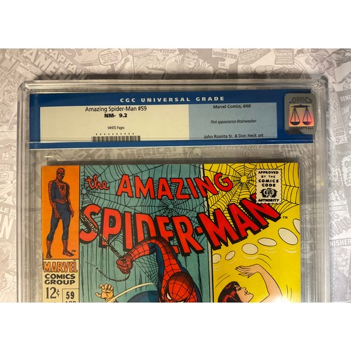 6256 - Amazing Spider-Man #59 (1968) CGC Graded 9.2 NM-. 1st appearance of Brainwasher. John Romita Snr art... 