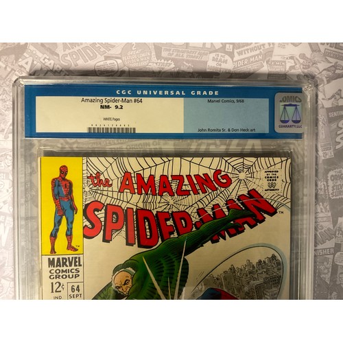 6261 - Amazing Spider-Man #64 (1968) CGC Graded 9.2 NM-. John Romita Snr artwork. Silver age Marvel Comic.