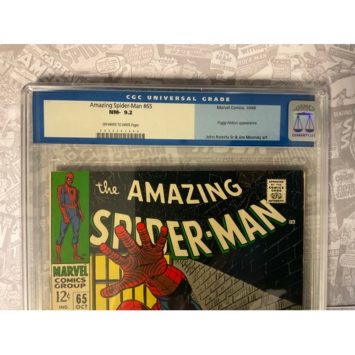 6262 - Amazing Spider-Man #65 (1968) CGC Graded 9.2 NM-. John Romita Snr artwork. Silver age Marvel Comic.