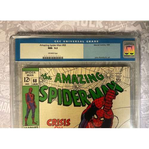 6265 - Amazing Spider-Man #68 (1969) CGC Graded 9.2 NM-. John Romita Snr artwork. Silver age Marvel Comic.