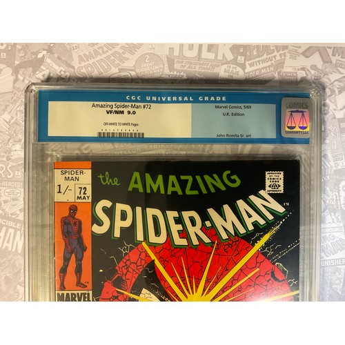 6268 - Amazing Spider-Man #72 (1969) CGC Graded 9.0 VFN / NM. John Romita Snr artwork, U.K Price variant. S... 