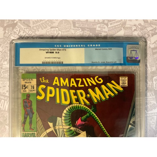 6271 - Amazing Spider-Man #76 (1969) CGC Graded 9.0 VFN / NM. John Romita Snr artwork. Silver age Marvel Co... 