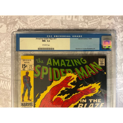 6272 - Amazing Spider-Man #77 (1969) CGC Graded 9.2 NM- . John Romita Snr artwork. Silver age Marvel Comic.