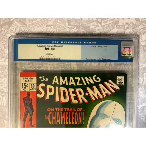 6275 - Amazing Spider-Man #80 (1970) CGC Graded 9.2 NM-. John Romita & Buscema artwork. Silver Age Marvel C... 