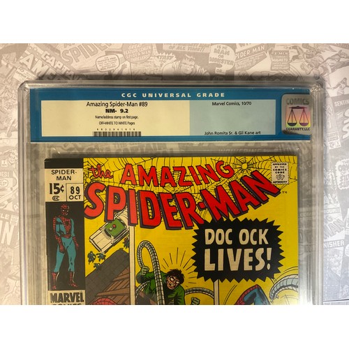 6278 - Amazing Spider-Man #89 (1970) CGC Graded 9.2 NM-. John Romita Snr artwork. Silver age Marvel Comic.