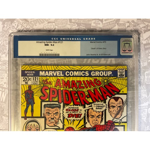 6285 - Amazing Spider-Man #121 (1973) CGC Graded 9.2 NM-. Death of Gwen Story, John Romita Snr artwork. Bro... 