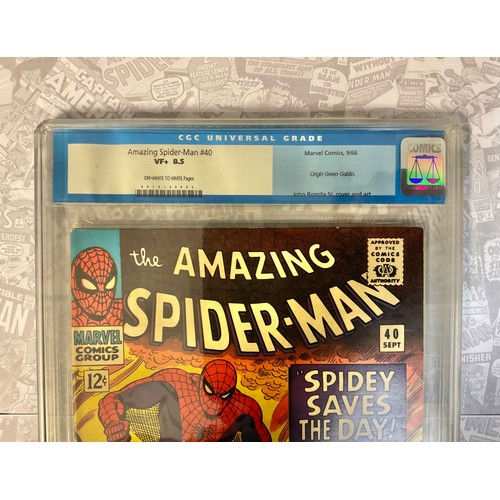 6244 - Amazing Spider-Man #40 (1966). CGC Graded 8.5 VFN+. Origin of Green Goblin. John Romita Snr Cover ar... 