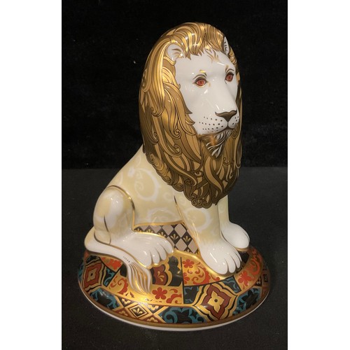 143 - A Royal Crown Derby paperweight, The Heraldic Lion, designed by Louise Adams, from the Heraldic Beas... 