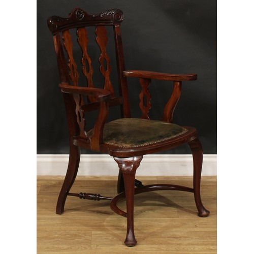 1848 - A late Victorian London mahogany desk chair, by Cornelius V. Smith, stamped, 99cm high, 66cm wide, t... 