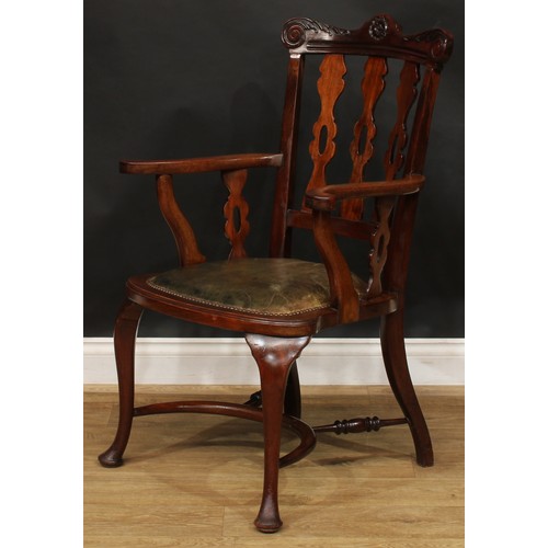 1848 - A late Victorian London mahogany desk chair, by Cornelius V. Smith, stamped, 99cm high, 66cm wide, t... 