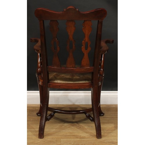 1848 - A late Victorian London mahogany desk chair, by Cornelius V. Smith, stamped, 99cm high, 66cm wide, t... 