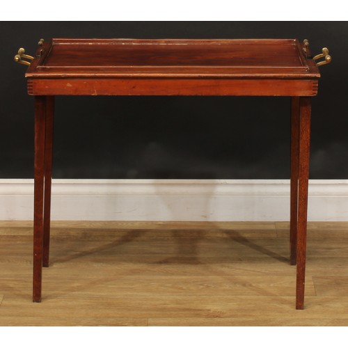 2426 - An Edwardian mahogany butler’s carry-and-stand serving tray, The Osterley Table Tray, rectangular to... 