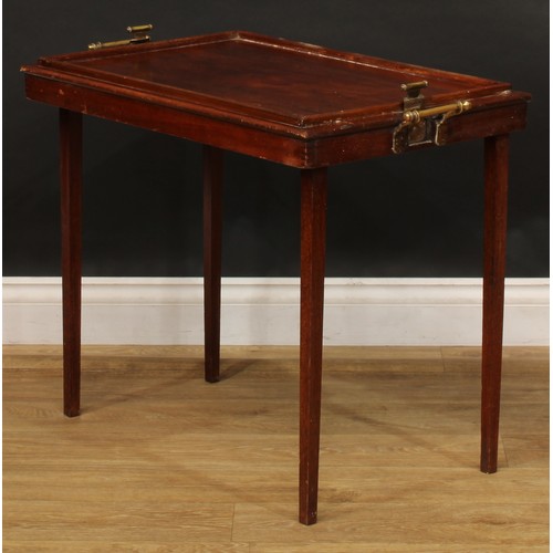 2426 - An Edwardian mahogany butler’s carry-and-stand serving tray, The Osterley Table Tray, rectangular to... 