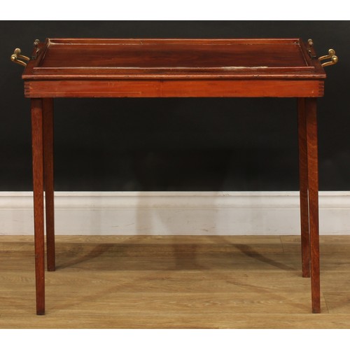 2426 - An Edwardian mahogany butler’s carry-and-stand serving tray, The Osterley Table Tray, rectangular to... 