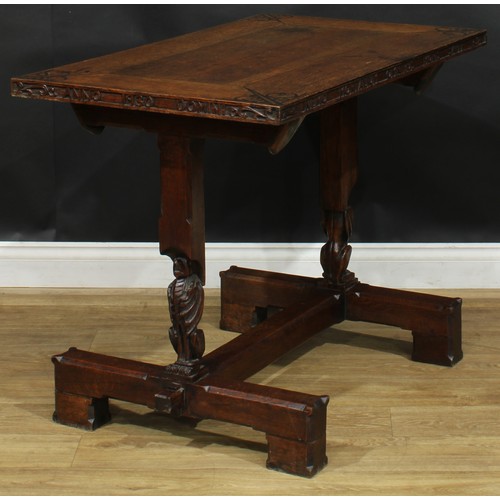 2427 - A Post-Arts & Crafts oak centre table, possibly Masonic and relating to the Royal Antediluvian Order... 