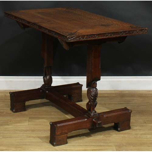 2427 - A Post-Arts & Crafts oak centre table, possibly Masonic and relating to the Royal Antediluvian Order... 