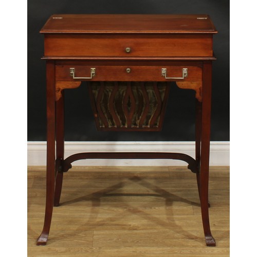 2693 - An Edwardian mahogany and nickel-plated campaign desk, hinged top enclosing a writing surface, small... 