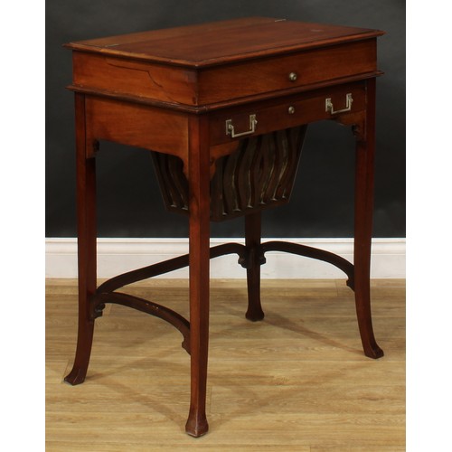 2693 - An Edwardian mahogany and nickel-plated campaign desk, hinged top enclosing a writing surface, small... 