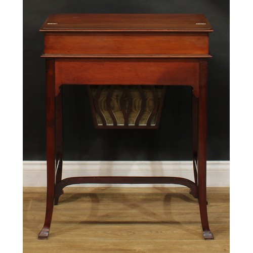 2693 - An Edwardian mahogany and nickel-plated campaign desk, hinged top enclosing a writing surface, small... 