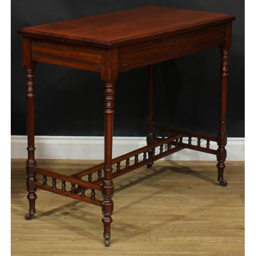 1948 - A late 19th century mahogany chamber writing table or desk, hinged rectangular top and fall front fr... 