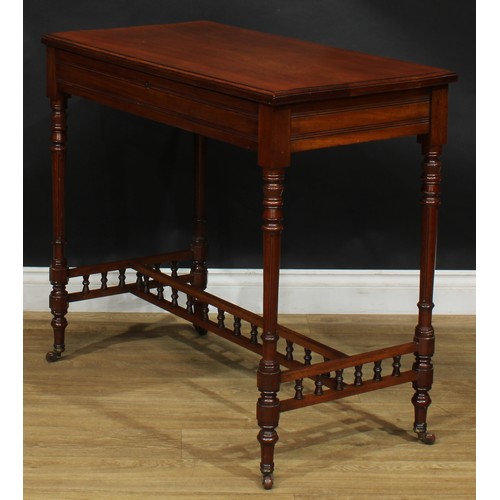 1948 - A late 19th century mahogany chamber writing table or desk, hinged rectangular top and fall front fr... 