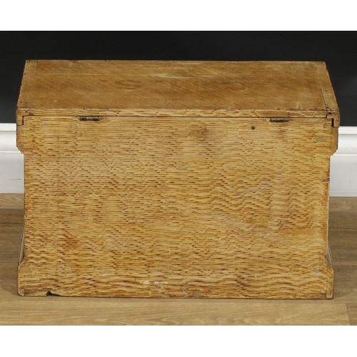 2059 - A late Victorian pine table box, scumbled as oak, hinged cover enclosing an open till and two small ... 