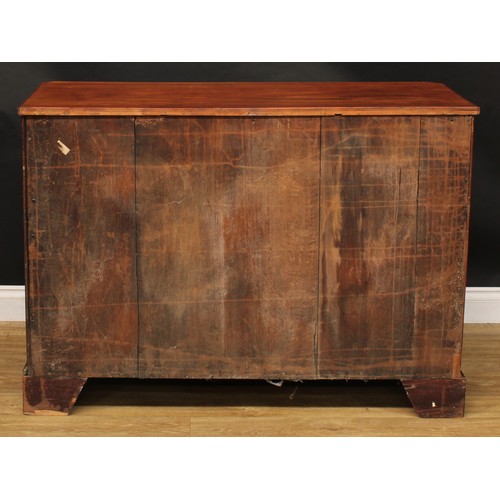 1624 - A 19th century mahogany chest, of three short and two long drawers, flanked by fluted canted angles,... 