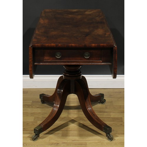 2488 - A George IV mahogany Pembroke table, of unusually long proportions, rounded rectangular top with fal... 