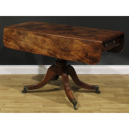 2488 - A George IV mahogany Pembroke table, of unusually long proportions, rounded rectangular top with fal... 