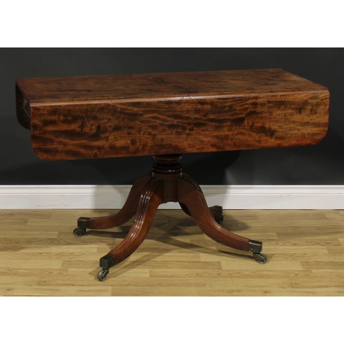 2488 - A George IV mahogany Pembroke table, of unusually long proportions, rounded rectangular top with fal... 