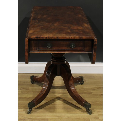 2488 - A George IV mahogany Pembroke table, of unusually long proportions, rounded rectangular top with fal... 