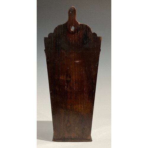 2473 - A George III oak wall-hanging candle box, possibly Welsh, 46cm high, 19.5cm wide, 12cm deep, c.1800