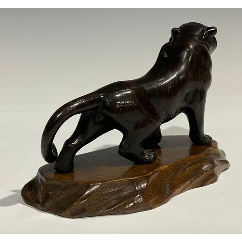 490 - Genryusai Seiya (Japanese School, Meiji Period), a brown patinated bronze, of a ferocious tiger, sig... 