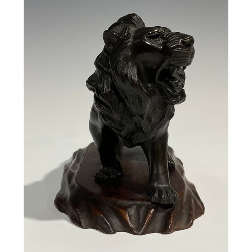 491 - Genryusai Seiya (Japanese School, Meiji Period), a brown patinated bronze, of a snarling lion, signe... 