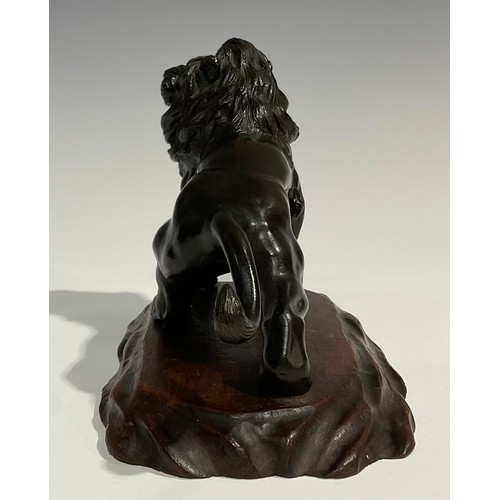 491 - Genryusai Seiya (Japanese School, Meiji Period), a brown patinated bronze, of a snarling lion, signe... 