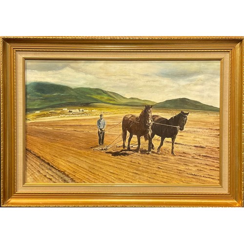 585 - English School (20th century)
Harrowing the Field
oil on canvas, 37.5cm x 59.5cm