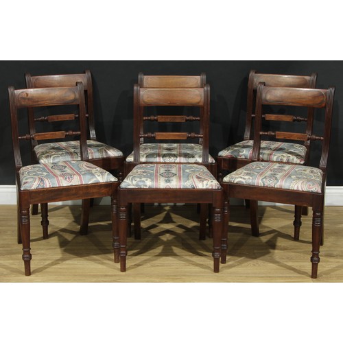 2214 - A set of eight Regency Revival mahogany Oxford bar-back dining chairs, comprising six side chairs an... 