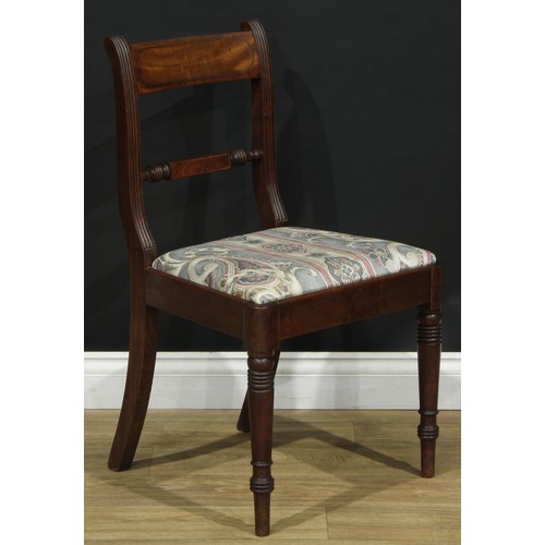 2214 - A set of eight Regency Revival mahogany Oxford bar-back dining chairs, comprising six side chairs an... 