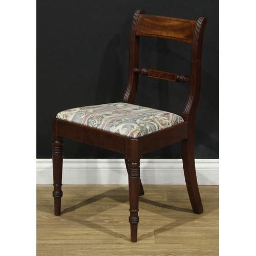 2214 - A set of eight Regency Revival mahogany Oxford bar-back dining chairs, comprising six side chairs an... 