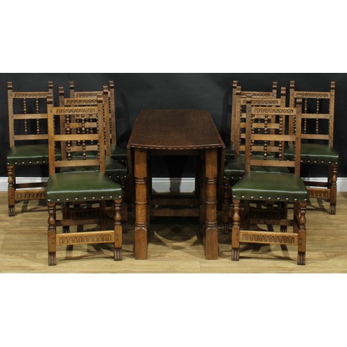 2216 - An oak double-gateleg dining table and eight dining chairs, probably Rupert or Nigel Griffiths Monas... 