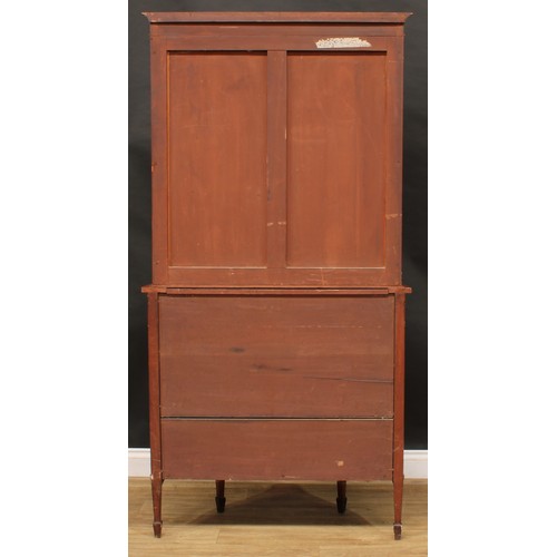 1889 - An Edwardian satinwood crossbanded mahogany demilune display cabinet, moulded cornice above a glazed... 