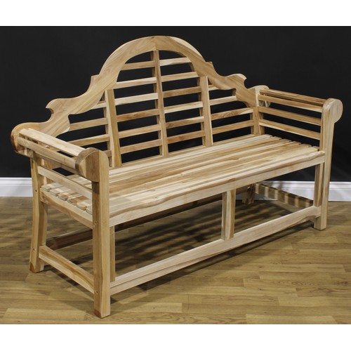 1781 - A contemporary hardwood Sissinghurst garden bench, after Sir Edwin Landseer Lutyens, 104cm high, 164... 