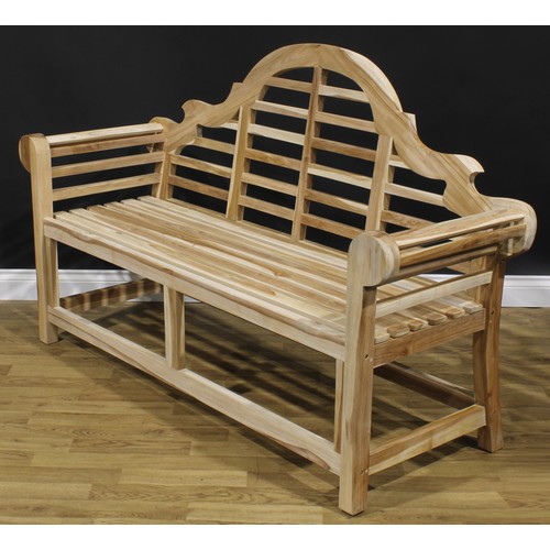 1781 - A contemporary hardwood Sissinghurst garden bench, after Sir Edwin Landseer Lutyens, 104cm high, 164... 